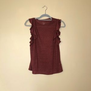 Burgundy Top with Ruffle Sleeves